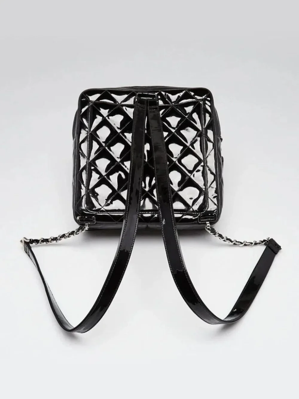 Chanel Black Quilted Patent Leather Backpack Bag